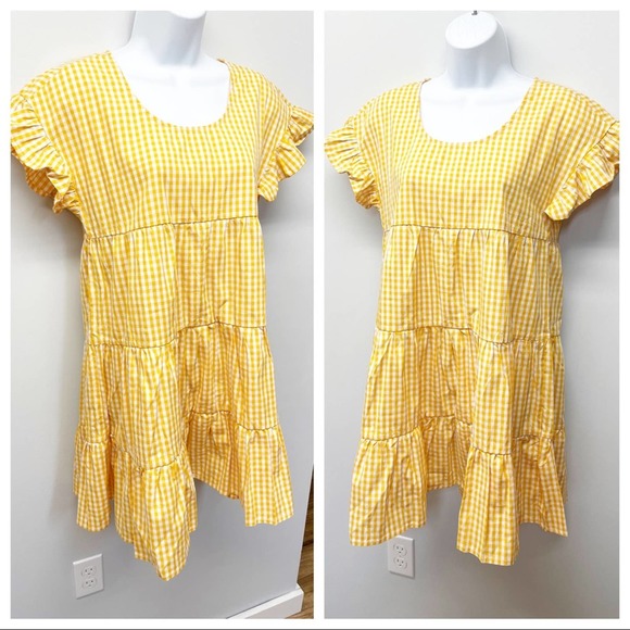 Romeo + Juliet Couture Gingham Mini Dress Medium - Picture 2 of 16